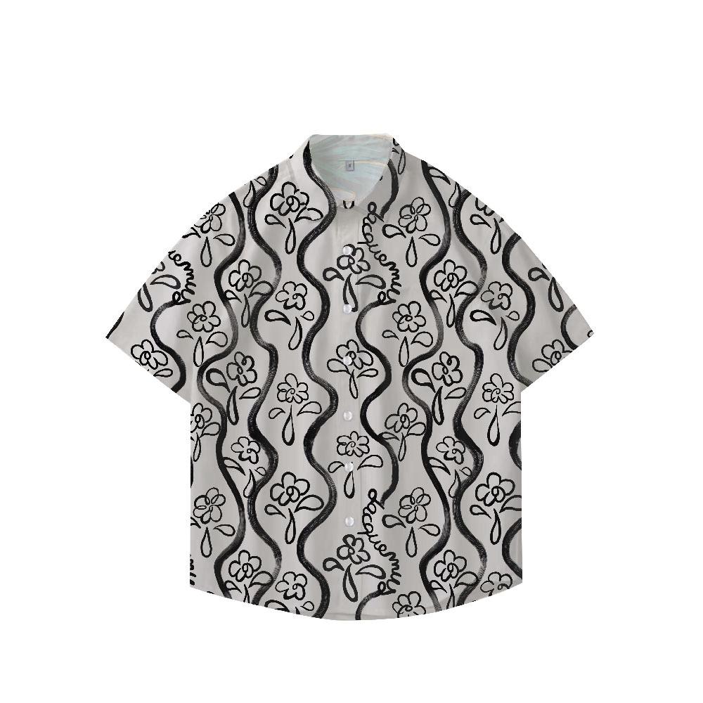 Summer 3D Printed Short Sleeve Flower Shirt Men'S Vintage Hawaiian Beach Casual Loose Men'S Large Size Shirt