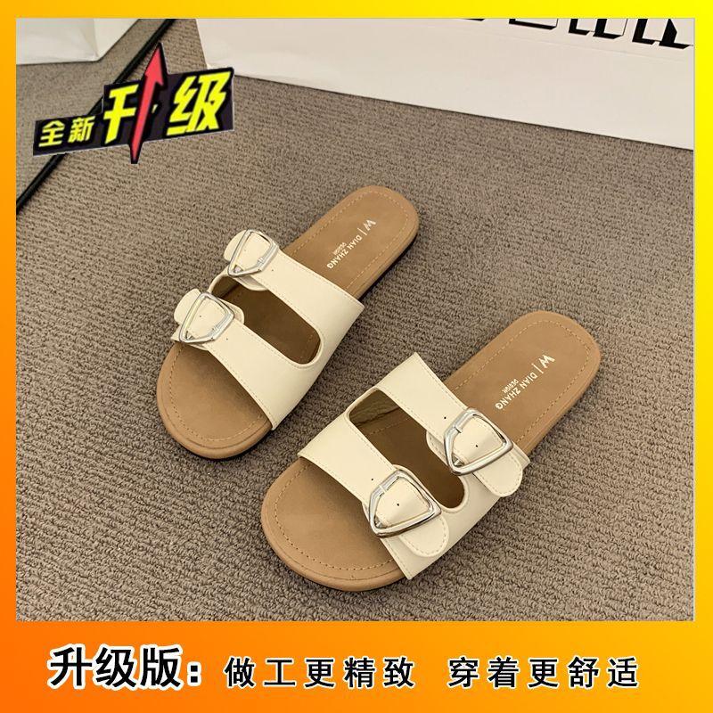 Foreign style high-value fashionable cool slippers women's summer wear 2025 new Korean version versatile lightweight flat-bottomed one-word slippers