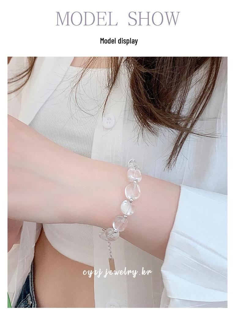 Cuiyan Shijie S925 Silber Koreanisches Oval Weißer Kristall Damenarmband 2025 Trendige Nischen Perlen Schmuck