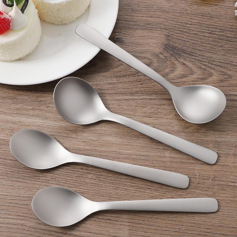 Pure Titanium Spoon Household Eating Spoon Fork Spoon Long Handle Stirring Spoon Western Food Spoon Portable Titanium Tableware Children's Spoon