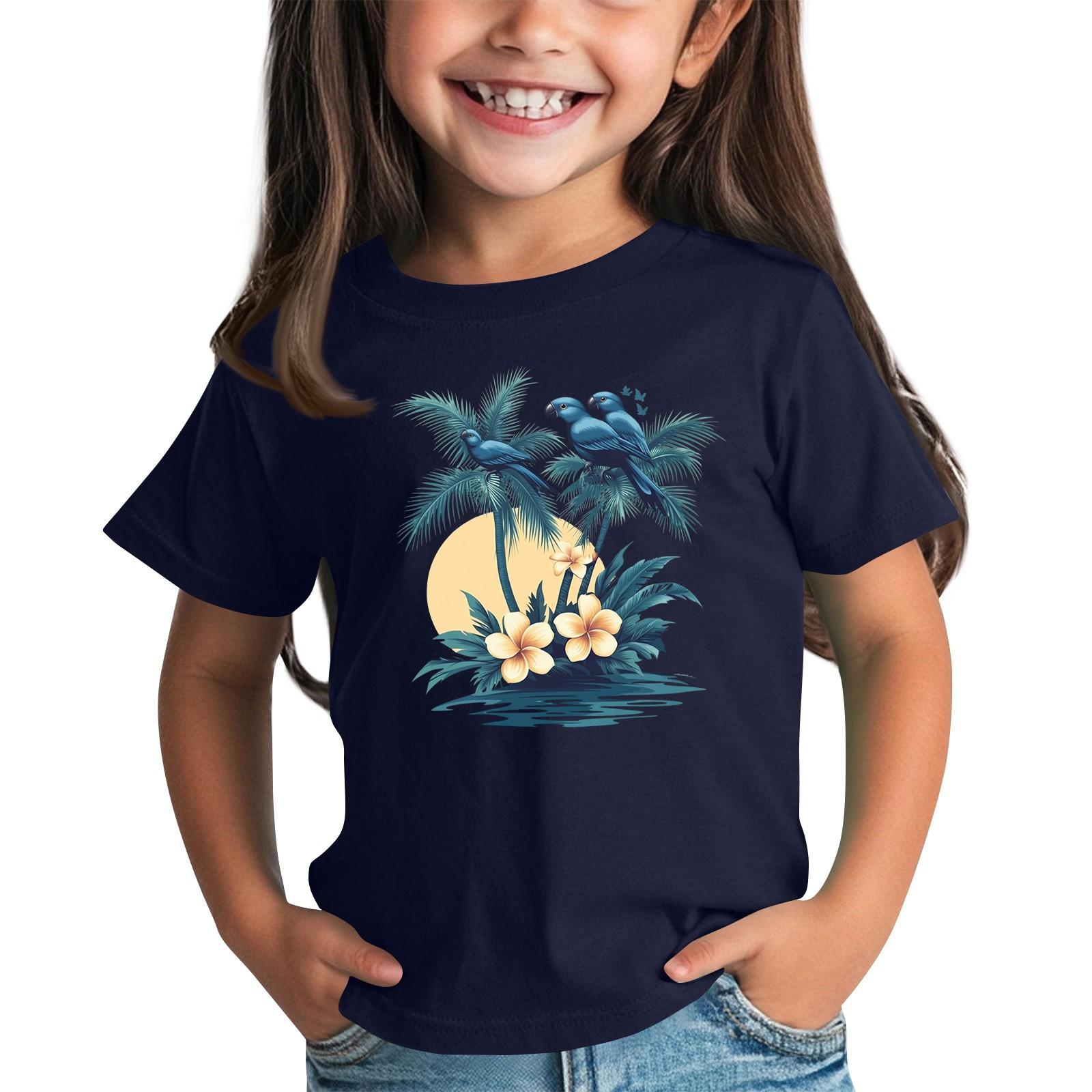 

Детская модная повседневная футболка с круглым вырезом и короткими рукавами 120 тёмно-синий