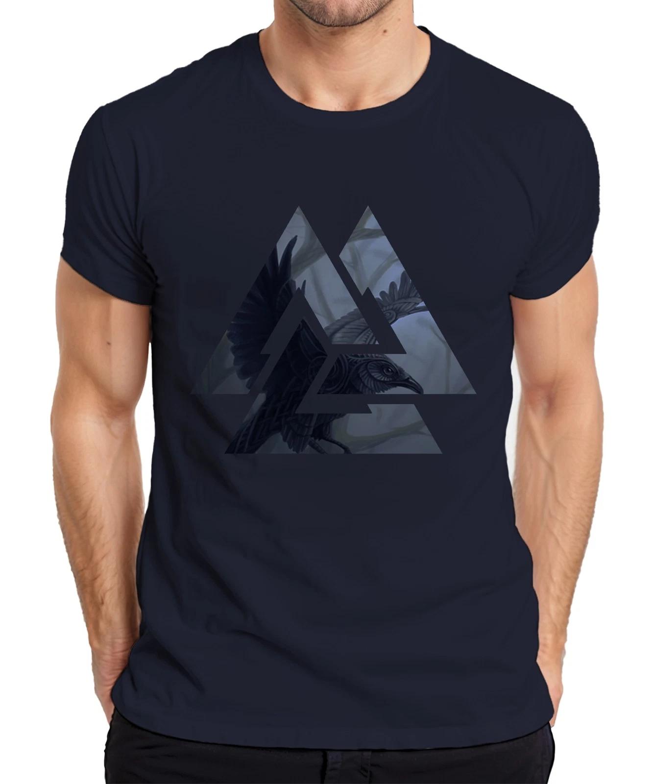 Wikinger Valknut Rabe Nordisch Odin Valhalla Gothic Grunge Herren T-Shirt S