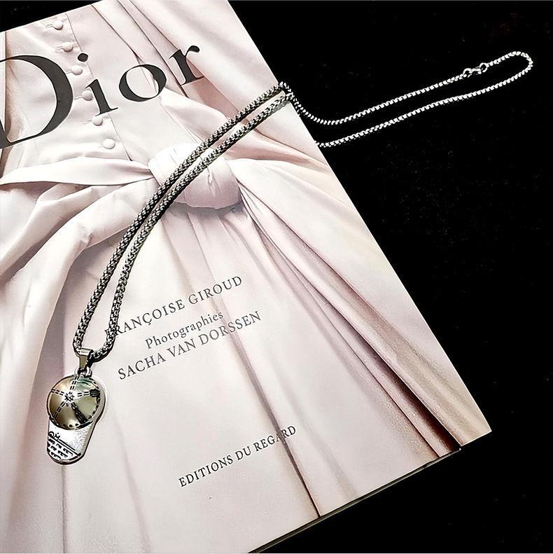 Men's Stainless Steel Hip-Hop Duckbill Cap Necklace with Rock Baseball Hat Pendant