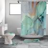 Waterproof Marble Print Shower Curtain & Non-Slip Toilet 3-Piece Bathroom Set