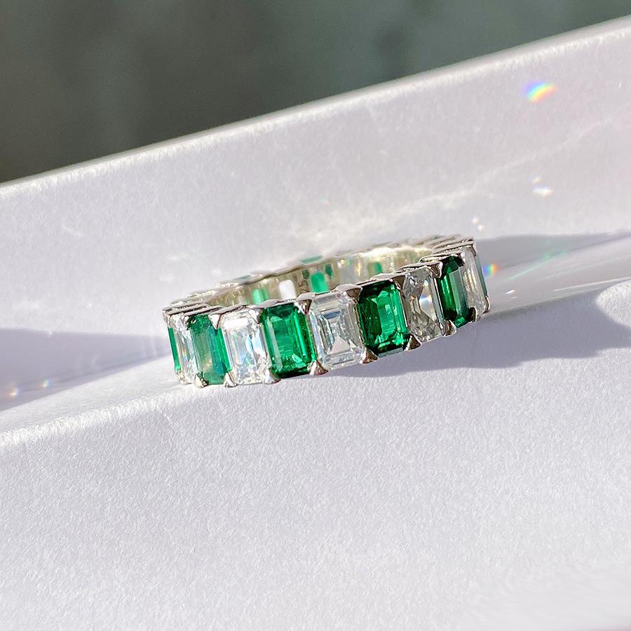 

Женское кольцо из стерлингового серебра S925 с крупным рядом бриллиантов - Нишевые дизайнерские украшения US Size 6