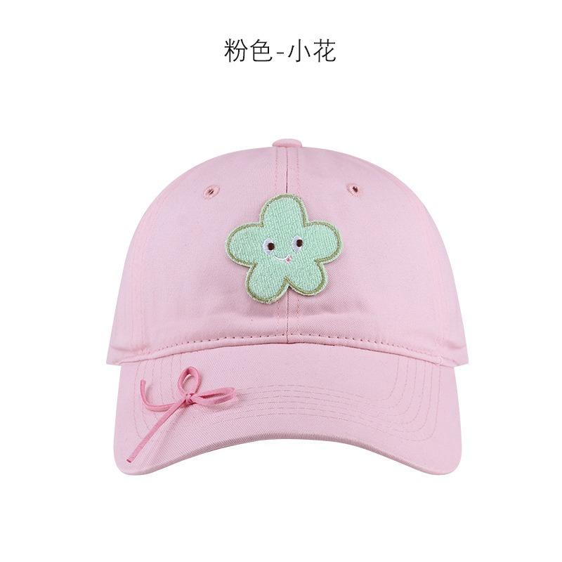 Summer fashion trend love embroidery female bow soft girl baseball cap show face small mint green hat