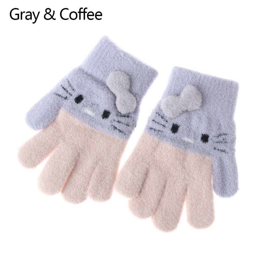 Years Rabbit Wool Soft Children's Gloves Knitted Thermal Gloves Full Finger Mittens Kids Gloves
