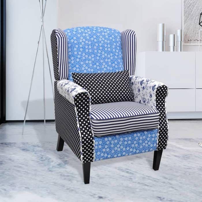 VidaXL Design Patchwork Fabric Armchair Sofa Living Room Office Lounge 240882