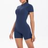 European-American Solid Color Zipper Back Yoga Jumpsuit - Breathable and Tight-Fitting