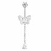 Zircon Belly Button Rings Stainless Steel Butterfly Heart Navel Piercing Shiny  Belly Ring For Women Body Jewelry