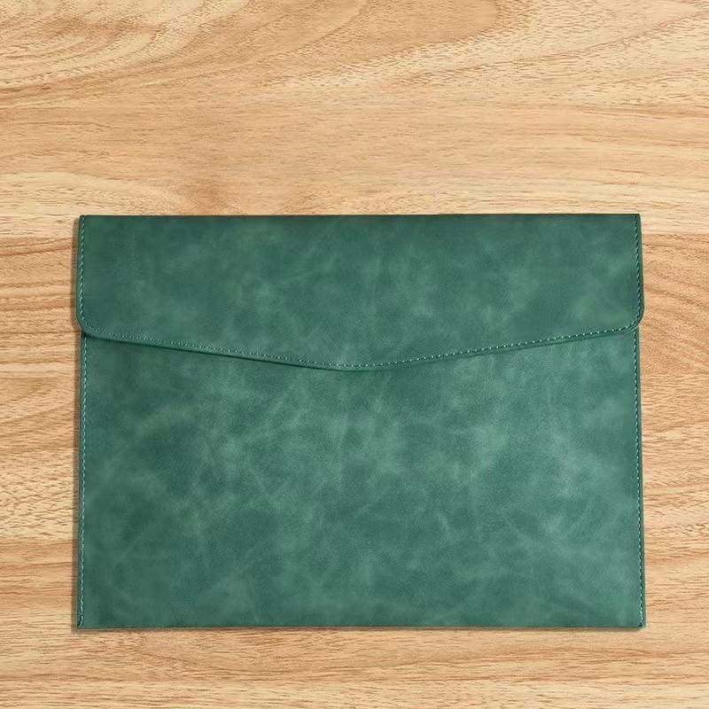 A4 Leather Leather File Storage Bag Briefcase Simple Retro Single-layer Thickened Waterproof Large-capacity Business Meeting Bag