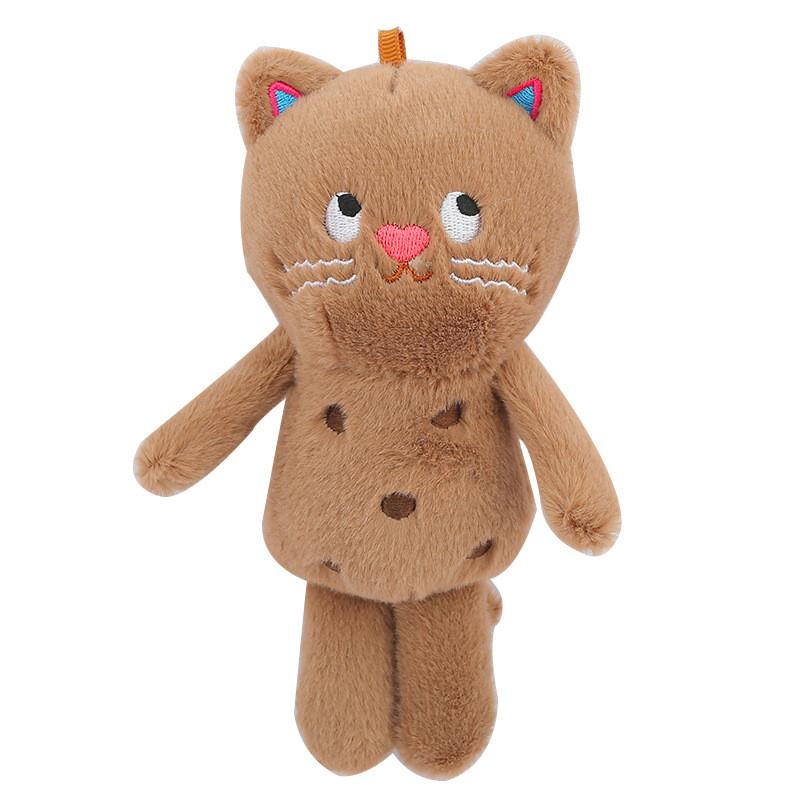 Fluffy Polka Dot Cat Plush Toy Keychain Available In Pink Grey Brown And Hues Cream