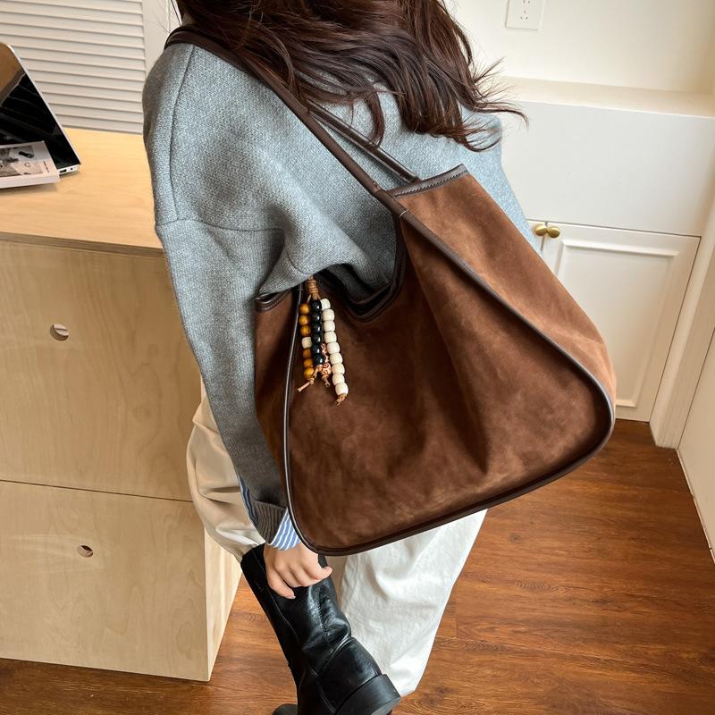Leopard Print Bag Women's 2025 New Autumn and Winter Suede Shoulder Armpit Bag High-end Sense Commuter Tote Bag