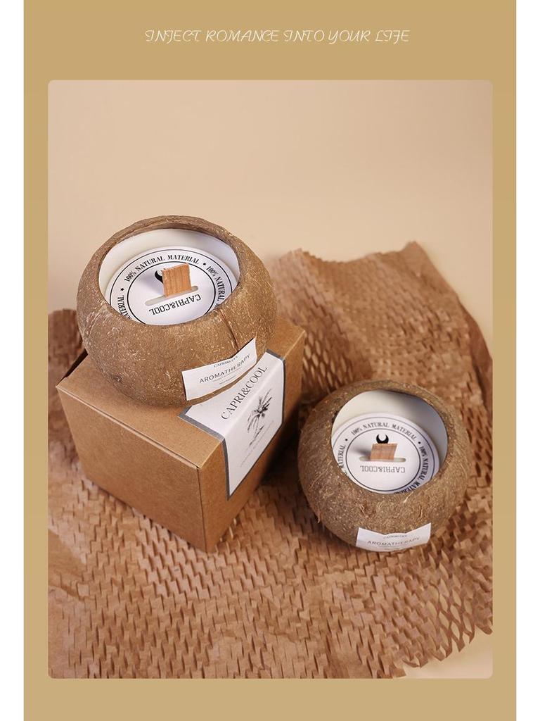 Coconut Shell Scented Candle Gift Box - Creative Bedroom Fragrance Souvenir