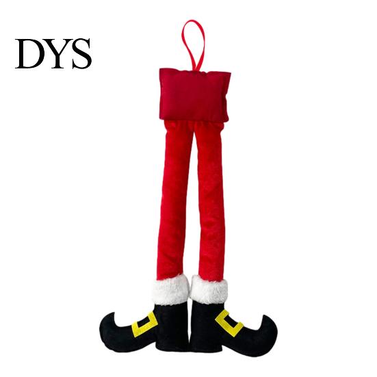 Unique Xmas Tree Hanging Ornaments Christmas Elf Leg Ornaments, Red Green Striped Fabric Decorations Novelty Decor for Home Holiday Fireplace And Car