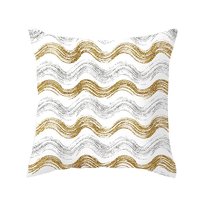 New Simple Geometric Stripes Wavy Golden Peach Leather Velvet Pillowcase Car Sofa Cushion Pillowcase