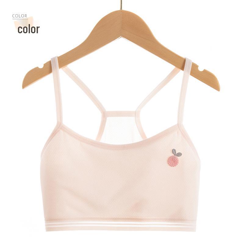 Breathable Strapless Girls' Training Bra - Summer Mesh Vest Style for Middle School Students