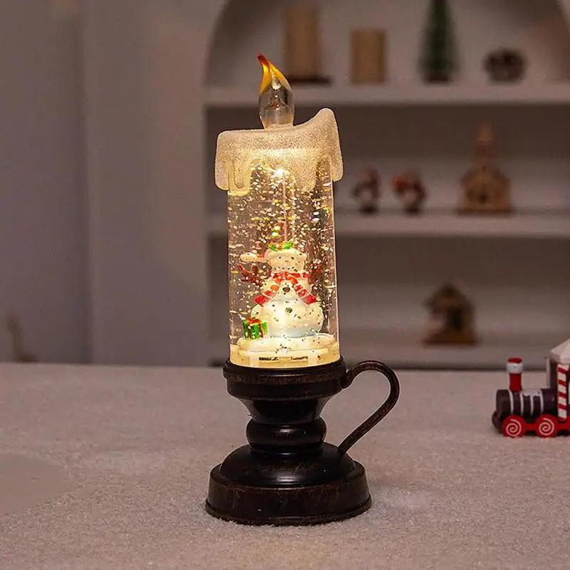 Glitter Snow Globe Candle Battery LED, Flameless with Sparkle Effect & Timer, Christmas Night Light Holiday Gift