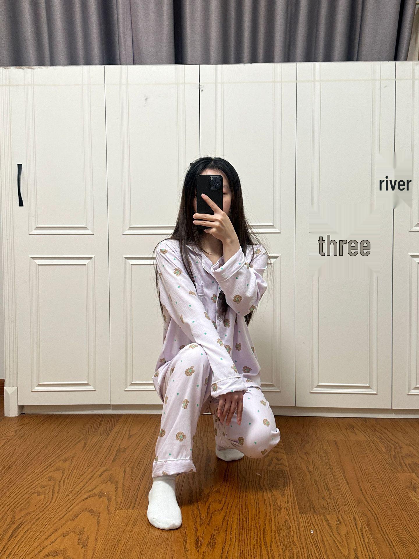 Women s Cotton Long Sleeve Pajama Set - Cute Spring/Summer Home Wear Large