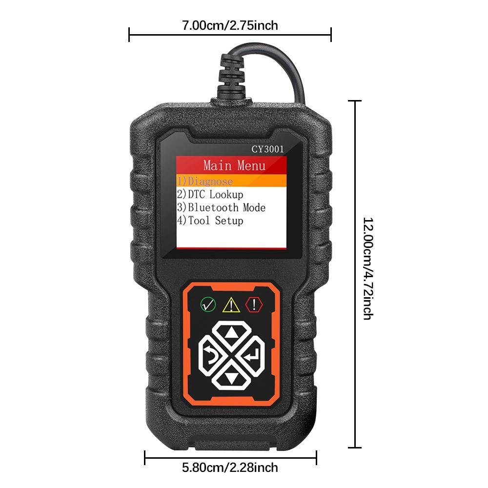 OBD2 Code Reader CY3001 Engine Battery O2 Sensor EOBD OBD 2 Scanner Car Diagnostic Tools Digital Display Multi Functional Universal Fault Code Clear