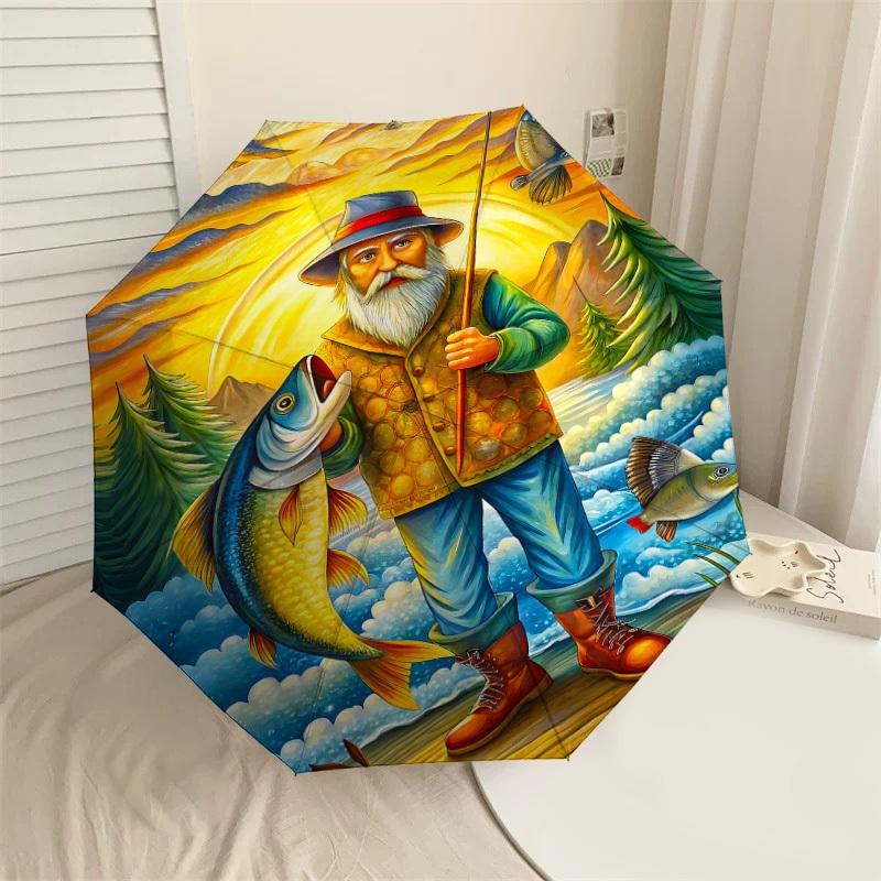 

1PC fisherman river Automatic Open/Close Umbrella with Windproof, 8-Rib Sturdy Canopy, Durable Ribs, Fashionable Design1236A