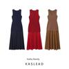 Kaslead New Women Clothes Western Style Fashion Simple Knitted Patchwork Long Dress 4192034