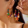 Colorful Rainbow Hoop Earrings for Women Tropical Beach Coastal Charm Dangle Summer Vacation Dopamine Statement Jewelry