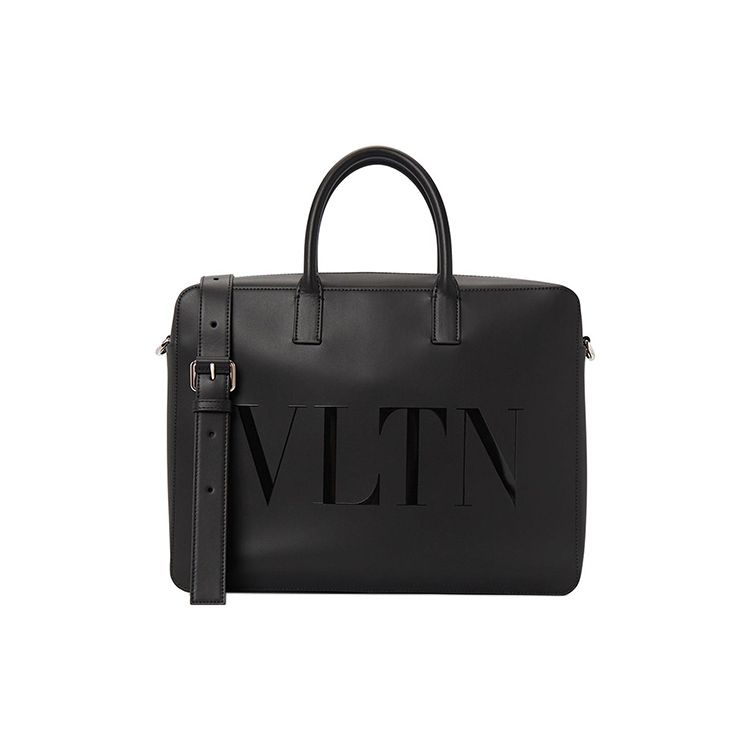 Valentino VLTN Adjustable Detachable Shoulder Strap Zipper Leather Handheld Shoulder Crossbody Briefcase Men bags Black 1Y2B0B74GUI-0NO