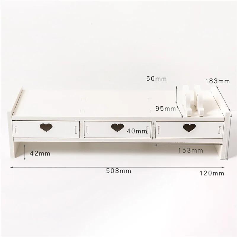 Monitor Laptop Wood Stand Multiple Styles 3 Drawers Computer Support Monitor Riser Holder Desktop Shelf Bedroom Table Shelf