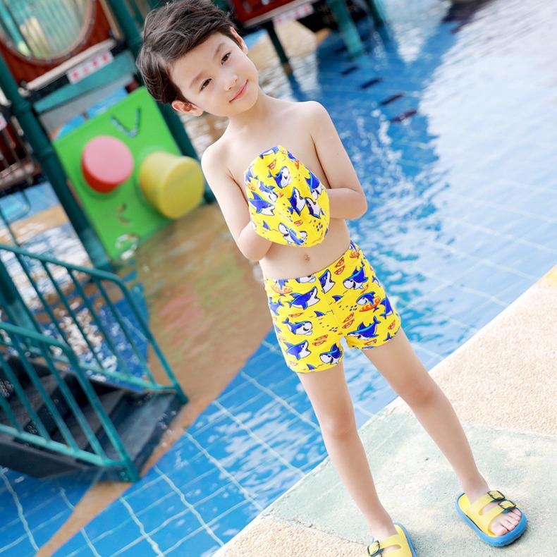 Summer Boys' Cartoon Swim Trunks with Swim Cap for Kids & Teens