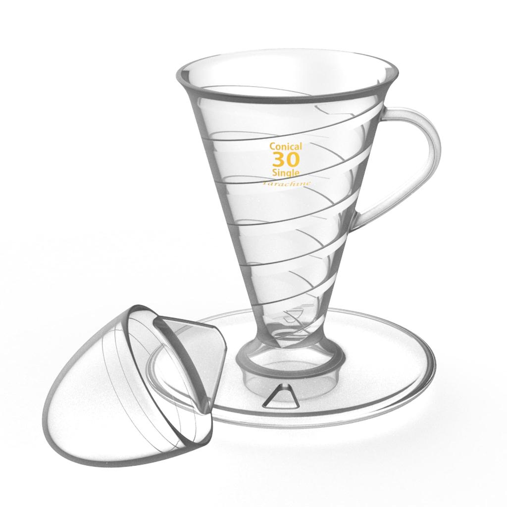 Conical 30 Single Steep Angle Coffee Dripper Transparent Dripper Tarachine 1 Cup Measuring Spoon Paper Filter Included (Clear)