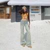American retro light-colored low-waisted and slightly pulled jeans for women's autumn and winter new loose and thin flared pants without sticking