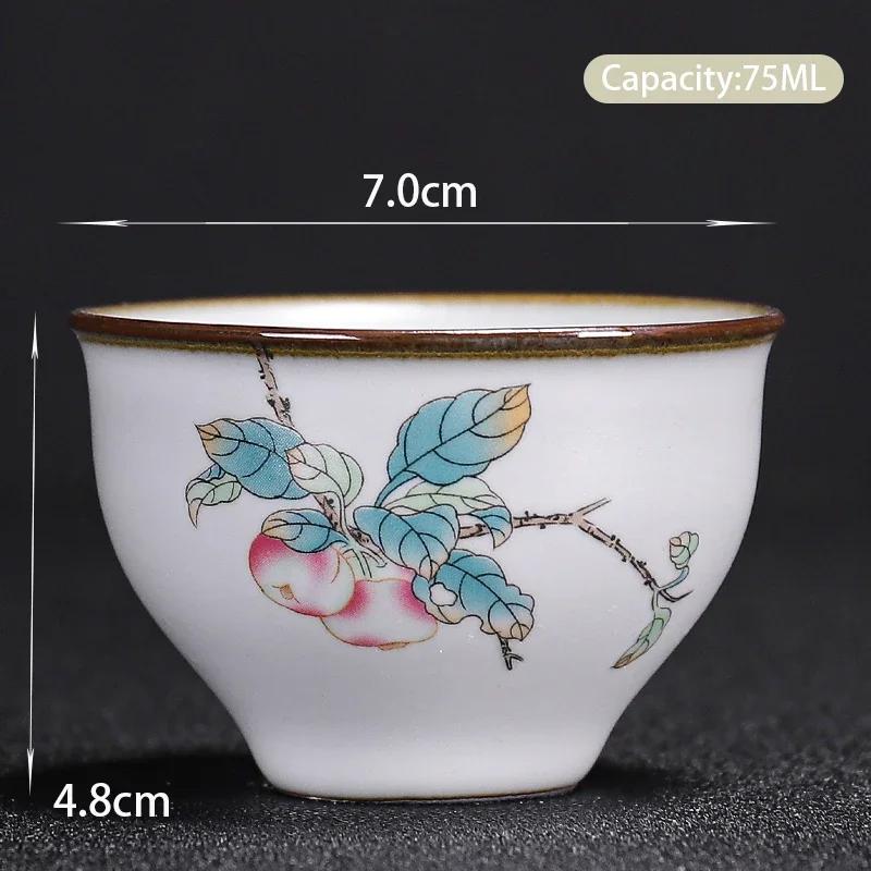 Boutique Ceramic Teacup Meditation Cup Hand Painted Landscape Travel Tea Bowl Handmade Tea Set Accessories Pu'er Master Cup