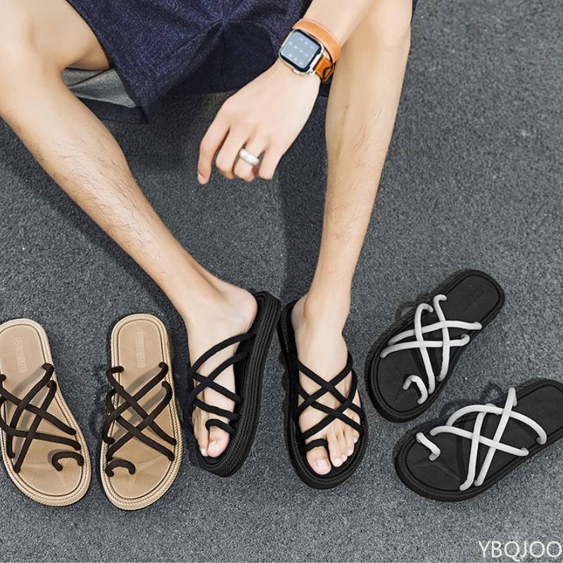 Fashion 2025 Men's Fashion Beach Flip Flops Casual Non Slip Wear-resistant Shoes Versatile Hollow Sandals Fashion Open Toed Male Sandals