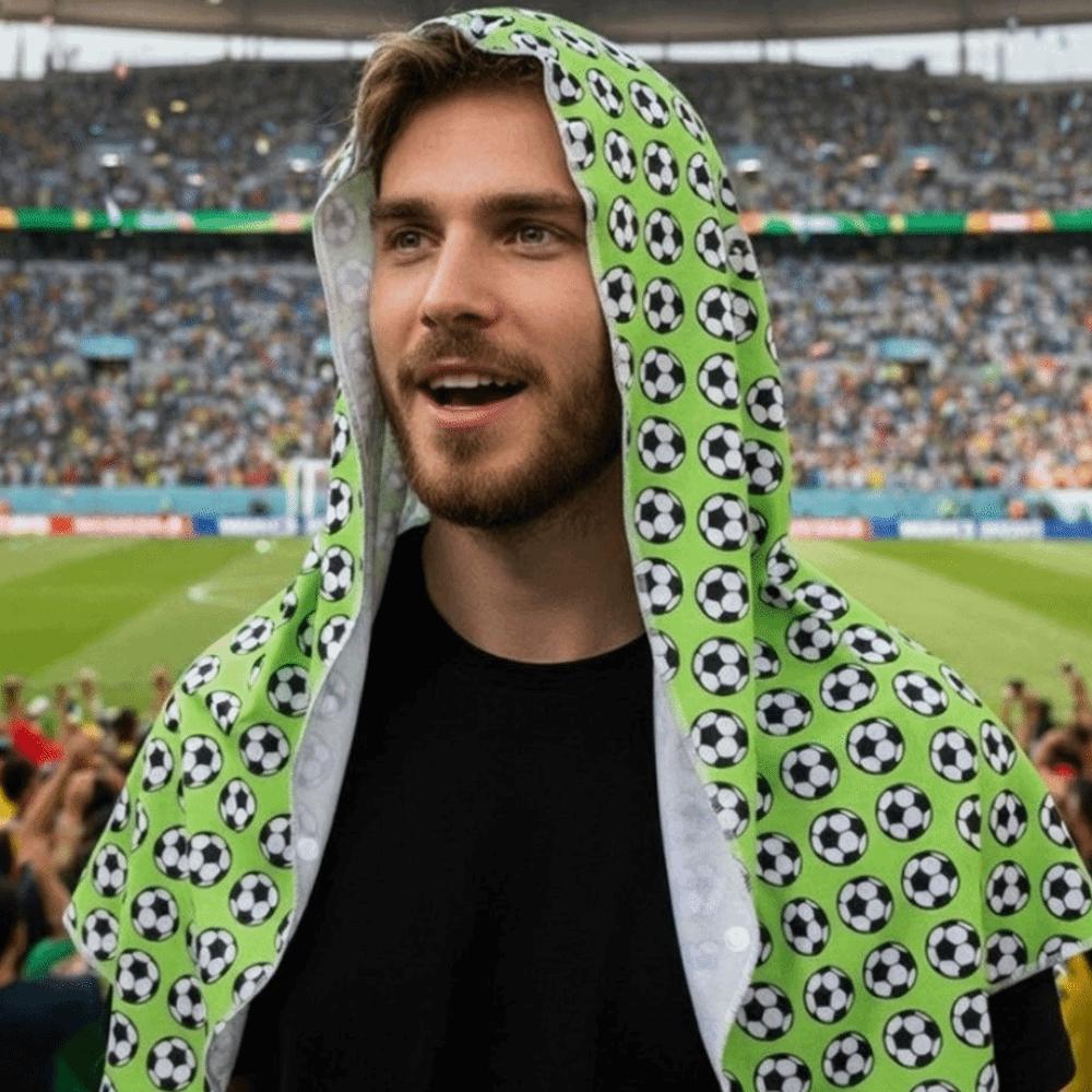 Moisture-Wicking Hooded Headscarf Football Pattern UV Protection Towel  Cycling