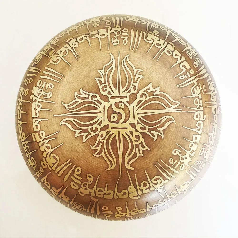 12CM Nepal Handmade Singing Bowls Set, Buddha Mantra Design, Tibetan Sound Bowl for Yoga and Meditation