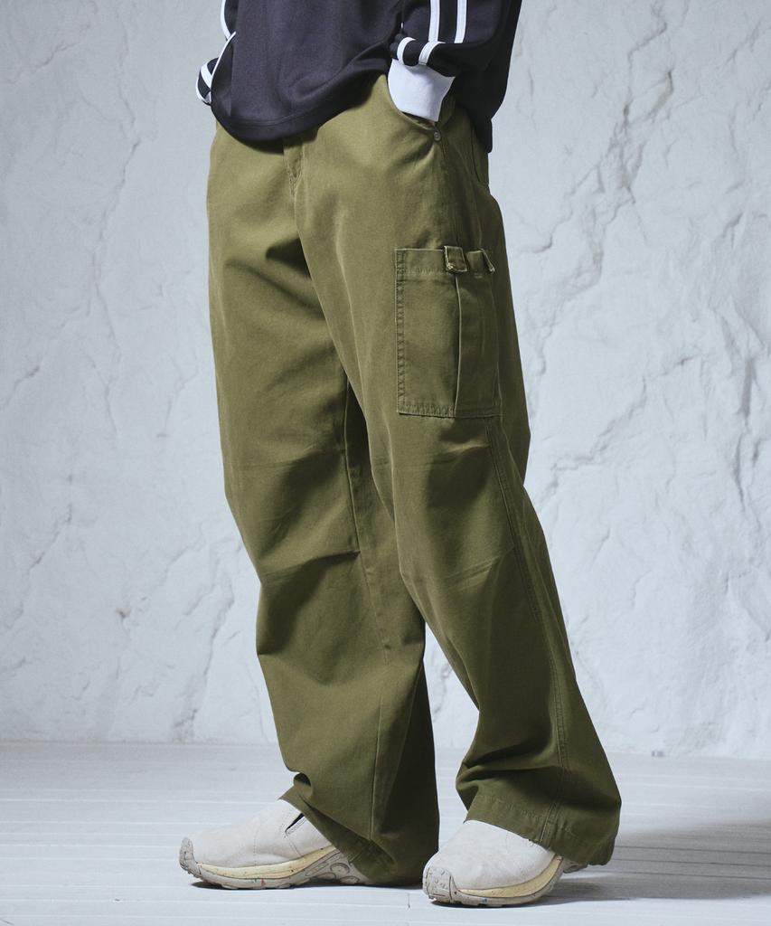 TRAVEL Cargo Pocket Canvas Pants Khaki
