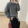 Cross-border Autumn and Winter New Polo Collar Long-sleeved Loose and Simple Knitted Jumper Women's Casual Knitted Sweater Jacket