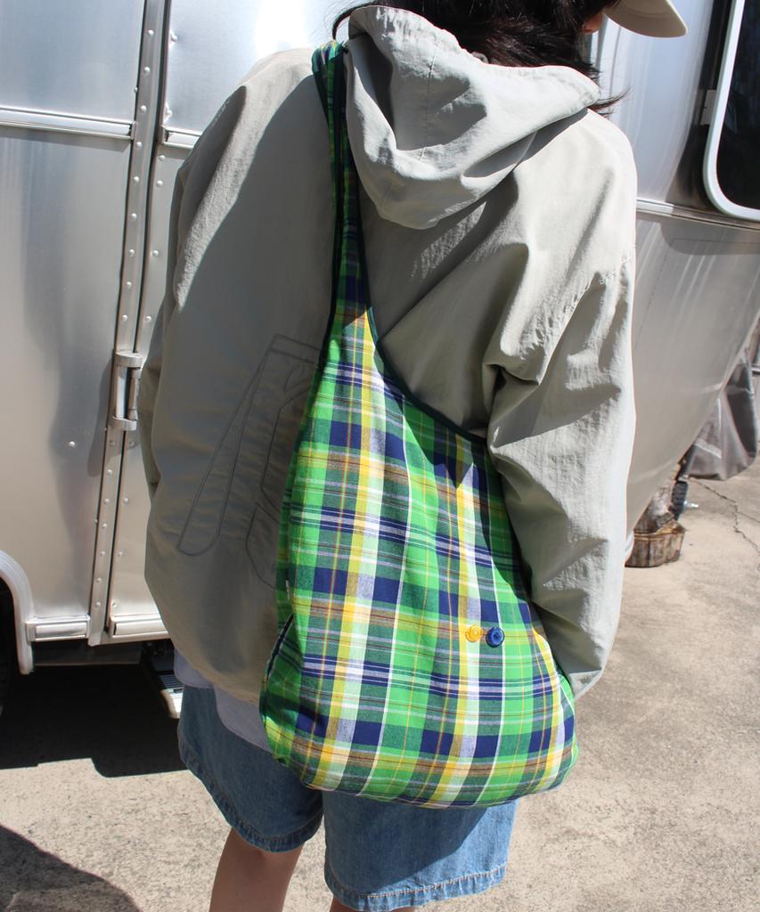 Pmco Check Button Packable Shoulder Bag (Green)