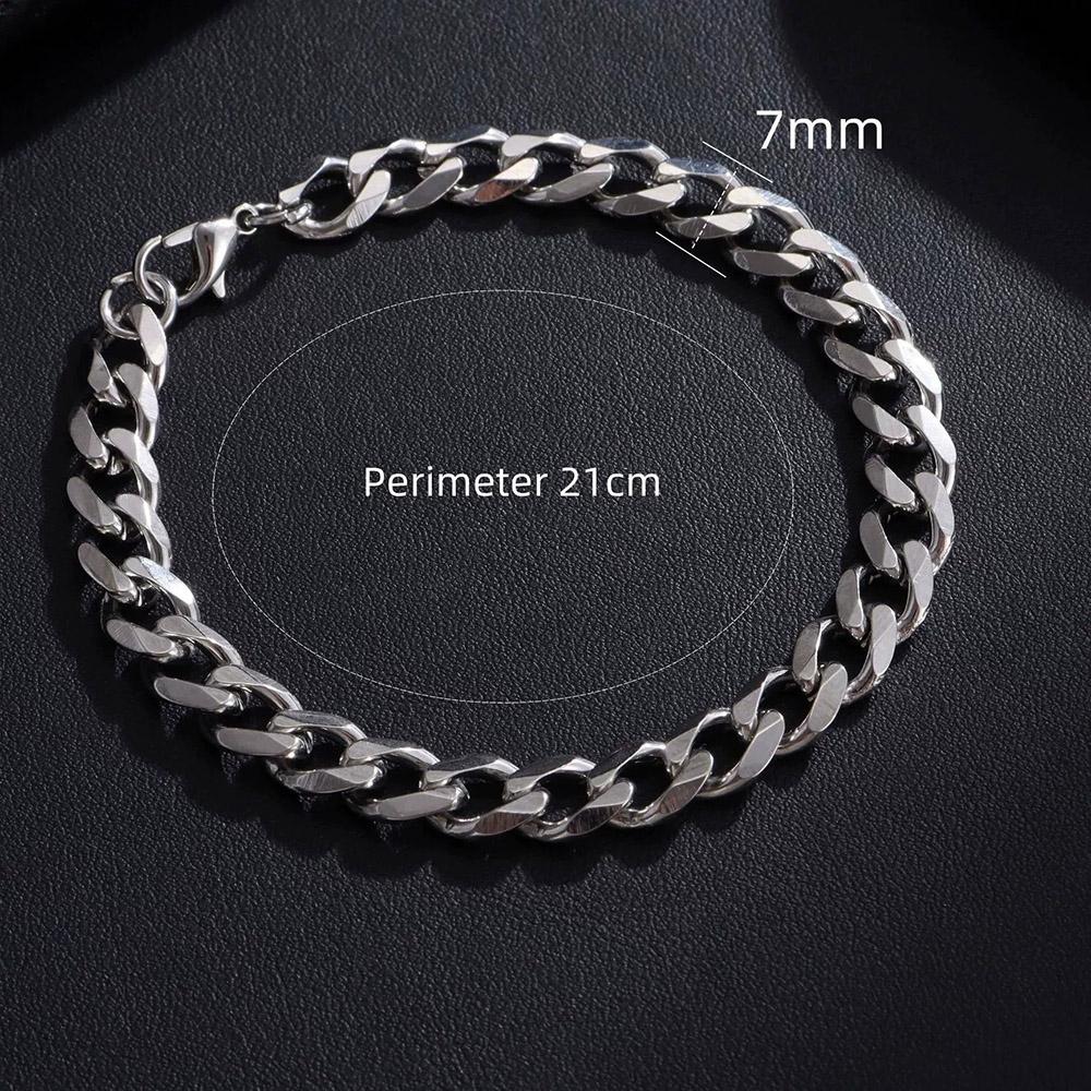 3/5/7/9MM Classic Stainless Steel Chain Bracelet For Men Women Punk Cuban Chain Wrap Bangle Waterproof Never Fade Jewelry