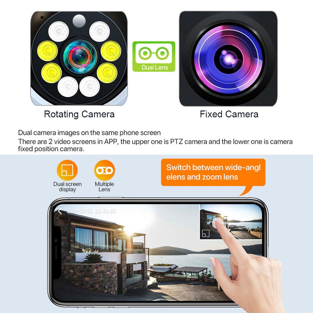 SIM Card 4G Camera Indoor Dual Lens Mini IP Camera 2K 4MP WIFI Wireless Security Night Vision Camara Video Surveillance V380 Pro