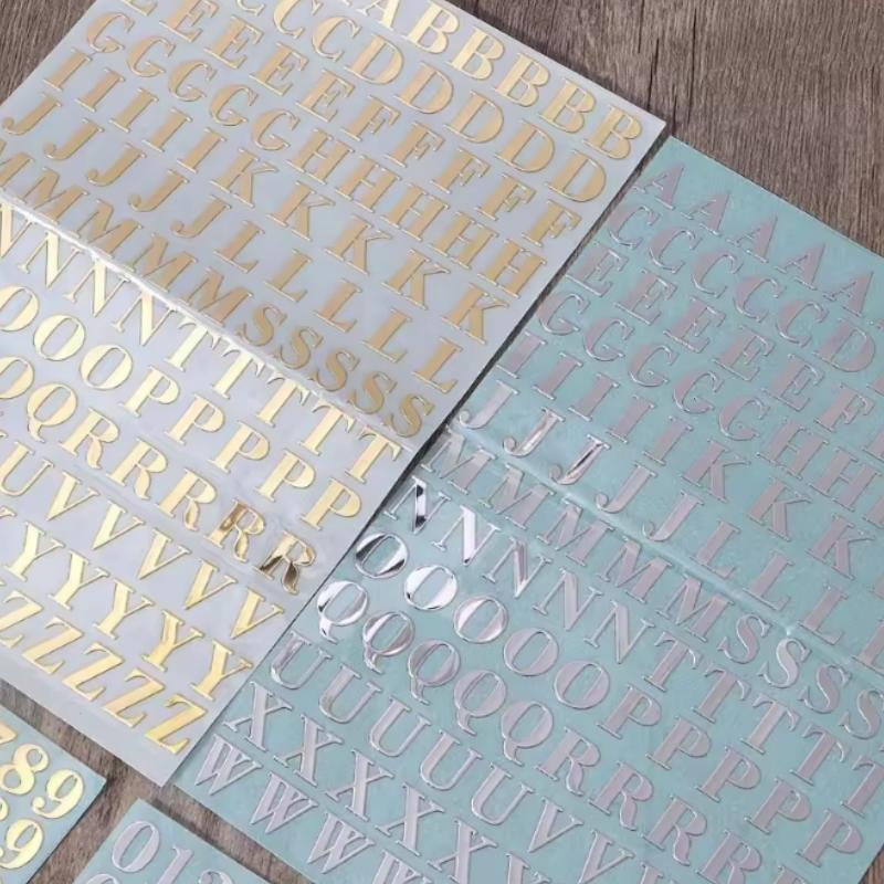 2pcs 3mm Glitter Alloy Alphabet Letters Numbers Stickers Gold Silver Epoxy Resin Filler For DIY Silicone Molds Craft Accessories