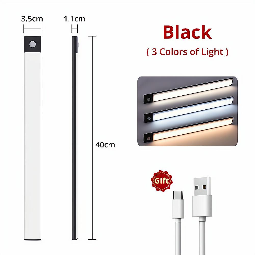 Night Light 3color In One Home Lamp Motion Sensor Wireless USB Under Cabinet Dormitory Wardrobe Closet Cupboard Indoor Lighting
