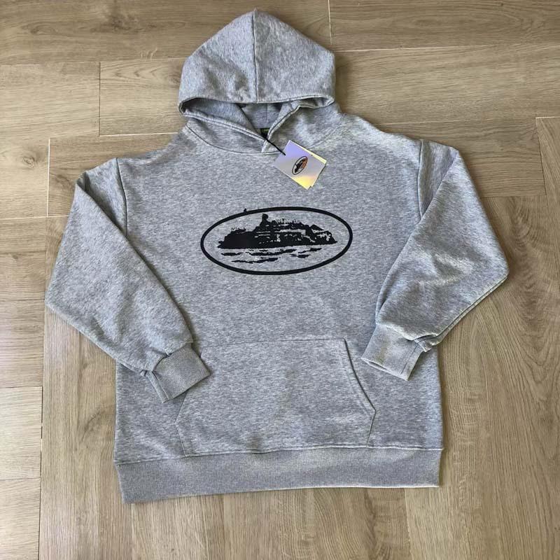 Mens Oversized Hooded Sweatshirt With Distressed Letter Print Cotton Blend Loose Fit Casual Streetwear