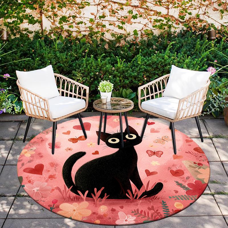 Pink Bombay Cat pattern round rug,Carpet Rug for Living Room Bedroom  Playroom ,Non-slip Floor Mat,Holiday Gifts and Birthday Gifts.