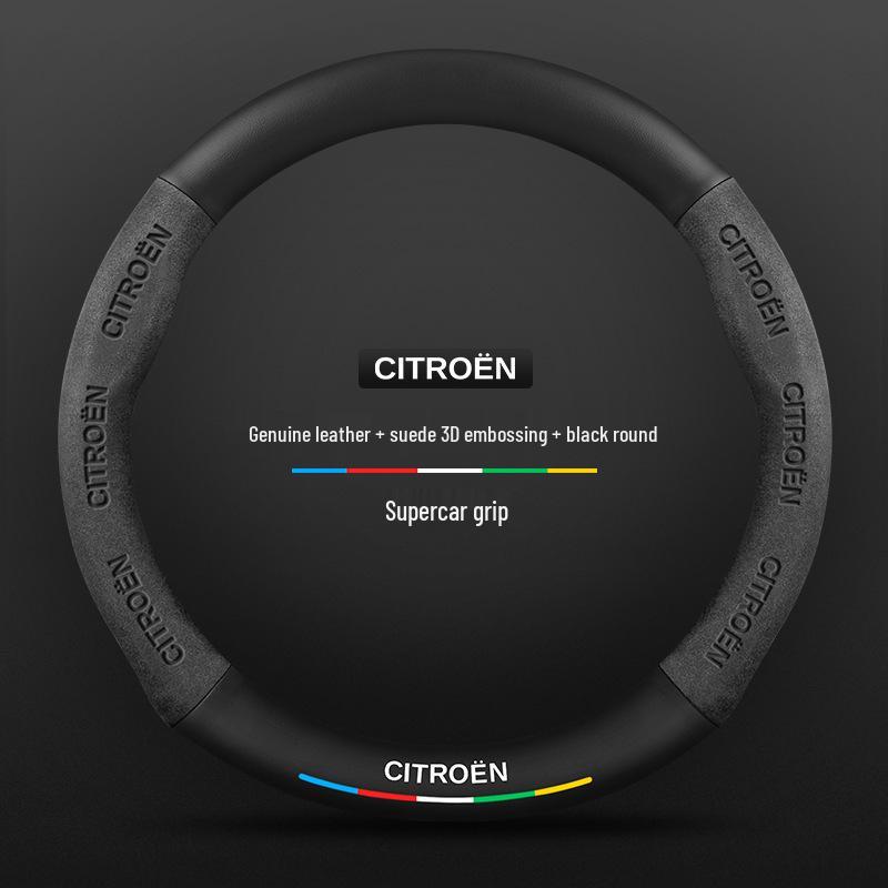 Universal Non-Slip Suede Steering Wheel Cover for Citroen: All-Season, Breathable Design for Men and Women