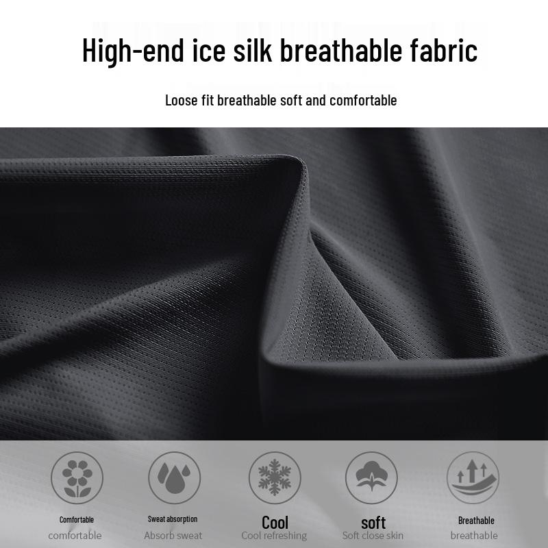 Pánská rychleschnoucí letní sportovní souprava z ledového hedvábí: Tričko s krátkým rukávem a šortky