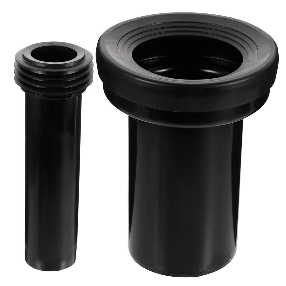 2pcs Black Toilet Parts PP Rear Discharge Toilet Lengthened Flushing Tube Toilet Waste Pipe