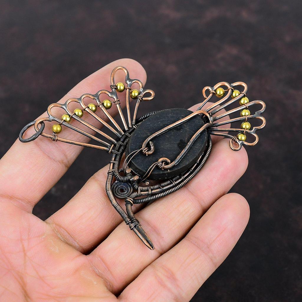 Abalone Shell Pendant Copper Wire Wrapped Pendant Handmade Jewelry Beautiful Gemstone Pendant Copper Wire Jewelry Bird Pendant Gift For Mom