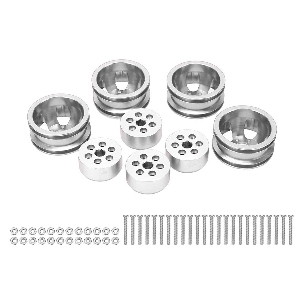 RC Wheel Rim Hub Aluminum Alloy for WPL Fj40 C14 C24 B14 B24 B16 B36 1 16 Model VehiclesSilver